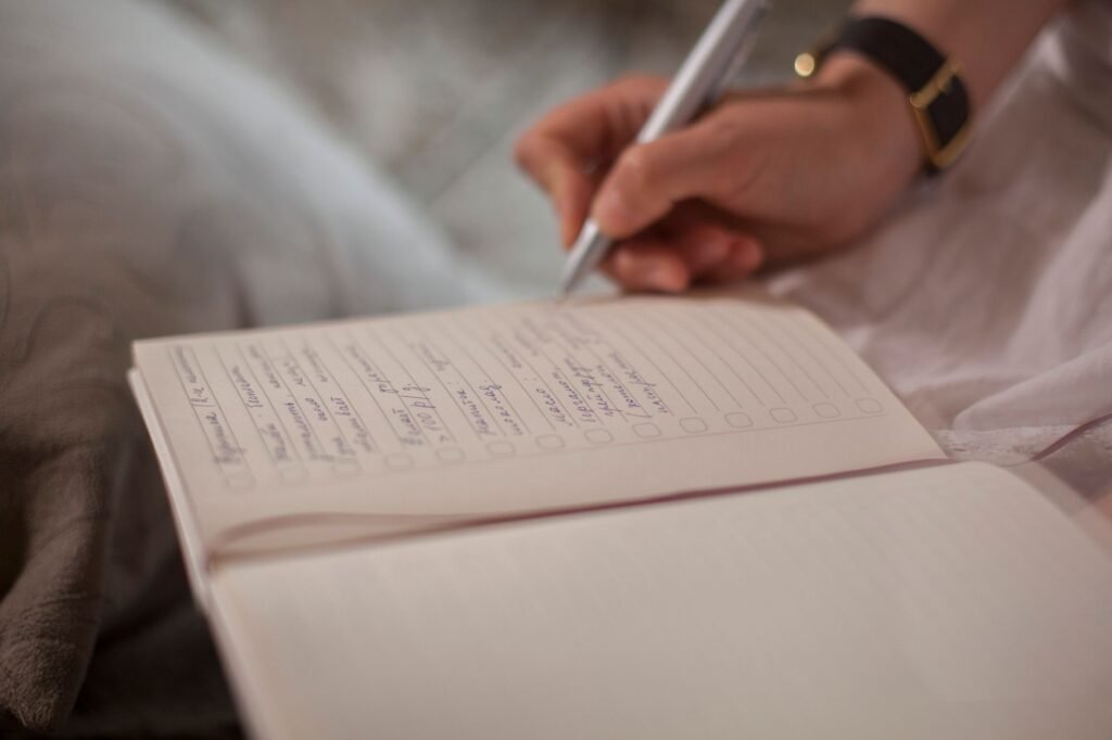 Liste de taches dans un agenda